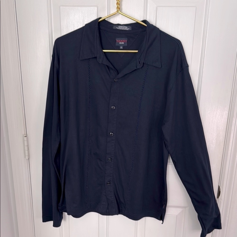 Tommy Jeans Navy Button-Up Shirt. Casual or office -Soft Comfortable